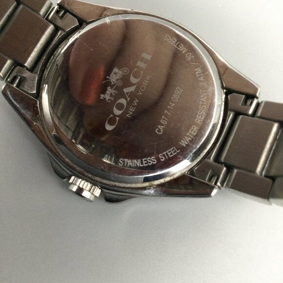 Coach Tristen Watch Women 37mm Silver Tone Day Date Pink Dial New Battery 6" - Picture 8 of 13